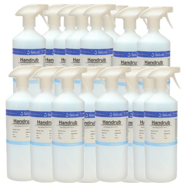 XL extra value pack of 16 x 1 litre hand sanitiser liquid rub from TelLab