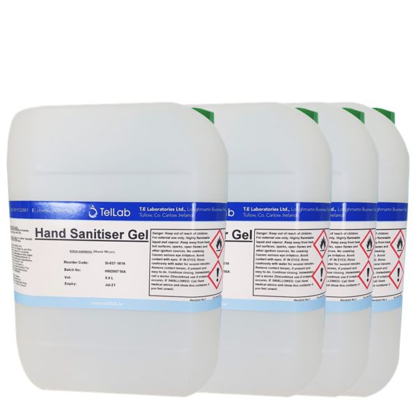 Bulk buy pack of 4 x 5 litre hand sanitiser gel for economical refilling of hand sanitiser dispensers