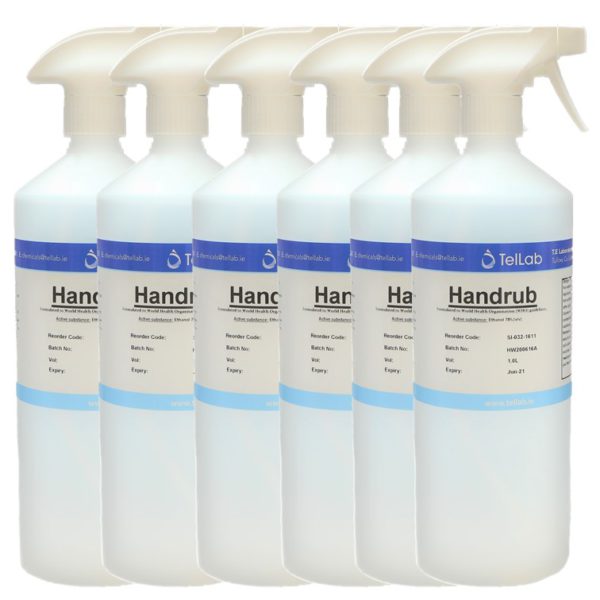 Pack of 6 x 1 litre hand sanitiser liquid rub